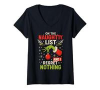 Donna On The Naughty List And I Regret Nothing Maglietta con Collo a V