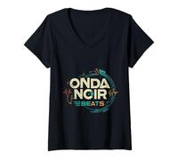Donna Onda Noir - Casa Afro & Musica Chillout Maglietta con Collo a V