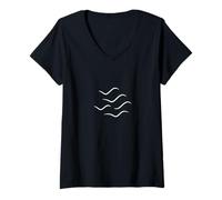 Donna Onde o uccelli? Un'illusione minimalista del mare Maglietta con Collo a V