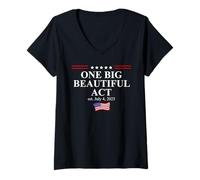 Donna One Big Beautiful Bill USA July 4,2025 One Big Beautiful Act Maglietta con Collo a V