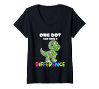 Donna One DOT Can Make A Difference T-Rex Ragazze Ragazzi Insegnanti Maglietta con Collo a V