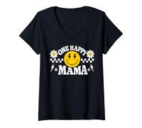 Donna One Happy Dude Mama 1st Birthday Family Matching Maglietta con Collo a V