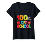 Donna One Hundred Days Later 100 Days of School Student Teacher Maglietta con Collo a V