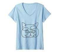 Donna One Line Exotic Shorthair Maglietta con Collo a V