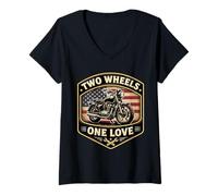 Donna One Love Classic - Moto a Due Ruote Americane Americane Maglietta con Collo a V