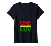 Donna One Love Giamaica Maglietta con Collo a V