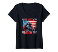 Donna One Nation Under Me Maglietta con Collo a V