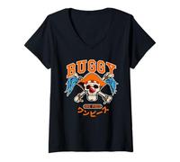 Donna One Piece Buggy Collegic Skull Maglietta con Collo a V