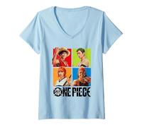 Donna One Piece Character Squares Map Maglietta con Collo a V