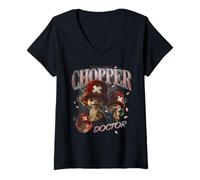 Donna One Piece Chopper Bootleg Maglietta con Collo a V