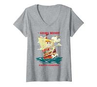 Donna One Piece Going Merry Vintage Poster Maglietta con Collo a V