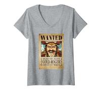 Donna One Piece Gold Roger Pirate Wanted Poster Maglietta con Collo a V