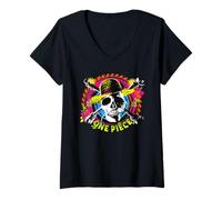 Donna One Piece Jolly Roger Tropical Logo Maglietta con Collo a V