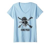 Donna One Piece Mono Skull & Logo Maglietta con Collo a V