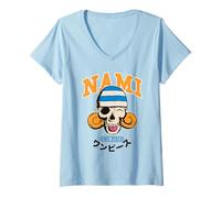 Donna One Piece Nami Collegic Skull Maglietta con Collo a V