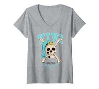 Donna One Piece Princess Vivi Collegic Skull Maglietta con Collo a V