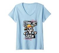 Donna One Piece Straw Hat Crew Maglietta con Collo a V