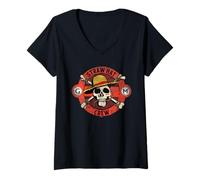Donna One Piece Straw Hat Crew Skull Maglietta con Collo a V