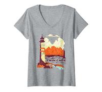 Donna One Piece Twin Cape Reverse Mountain Poster Maglietta con Collo a V