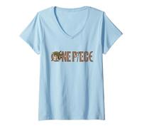 Donna One Piece Usopp Slingshot Logo Maglietta con Collo a V