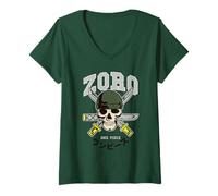 Donna One Piece Zoro Collegic Skull Maglietta con Collo a V