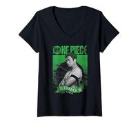 Donna One Piece Zoro Etched Portrait Maglietta con Collo a V