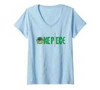 Donna One Piece Zoro Swords Logo Maglietta con Collo a V