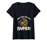 Donna One Shot One Uccide Sniper Sniper Maglietta con Collo a V