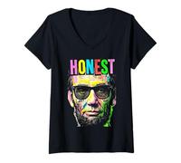 Donna Onesto Abe Presidente Abraham Lincoln Pop Art 4 luglio Maglietta con Collo a V