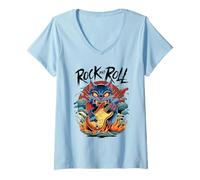 Donna Oni Demon Rock Cat Classico Gatto Samurai Giapponese Irezumi Dark Maglietta con Collo a V