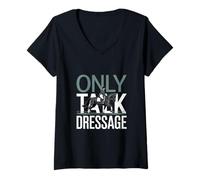 Donna Only Talk Dressage Equitazione Maglietta con Collo a V
