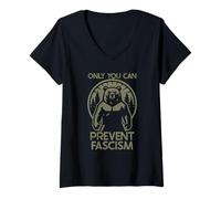 Donna Only You Can Prevent Fascism Fascist Protest Resist Bear Maglietta con Collo a V