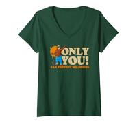 Donna Only You Can Prevent Wildfires New Smokey Bear Maglietta con Collo a V