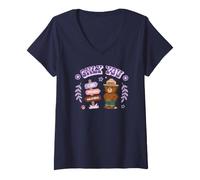 Donna Only You Cute Smokey Bear & Hiking Signposts Maglietta con Collo a V