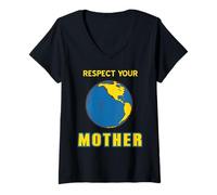 Donna Onora Tua Madre Terra Ecologia e Clima Humor Maglietta con Collo a V