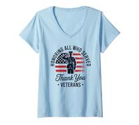 Donna Onorare Tutti Coloro Che Hanno servito la Giornata dei veterani Maglietta con Collo a V