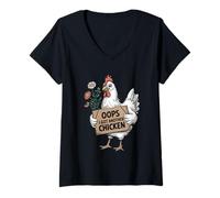 Donna Oops I Got Another Chicken Citazione divertente Maglietta con Collo a V
