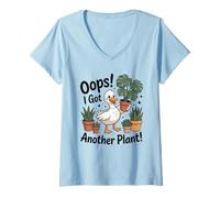 Donna Oops I Got Another Plant Duck Amante delle Piante d'appartamento Maglietta con Collo a V