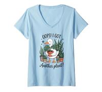 Donna Oops I Got Another Plant Pianta d'appartamento dell'oca carina Maglietta con Collo a V