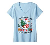 Donna Oops I Got Another Tree Merry Goosemas Maglietta con Collo a V