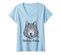 Donna Openly Gray Wolf Maglietta con Collo a V