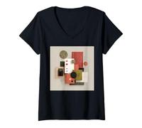 Donna Opera d'arte geometrica astratta minimalista moderna Maglietta con Collo a V