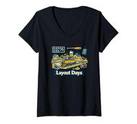 Donna Operatore Ferroviario Layout Days Maglietta con Collo a V