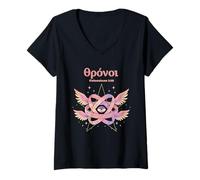 Donna Ophanim Thrones Biblicamente accurato Angelcore ebraico Angelcore Maglietta con Collo a V