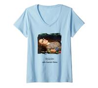 Donna Ophelia di John Everett Millais con Occhiali da Sole Maglietta con Collo a V