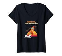 Donna Orange Coin Number Go Up tendenza rialzista crypto hype bitcoin Maglietta con Collo a V
