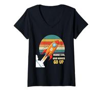 Donna Orange Coin Number Go Up tendenza rialzista crypto hype bitcoin Maglietta con Collo a V