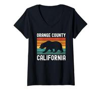 Donna Orange County California Irvine Bear Retro Beach 949 Laguna Maglietta con Collo a V