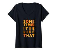 Donna Orange It Do Be Like That Sebbene Orange Graphic Maglietta con Collo a V