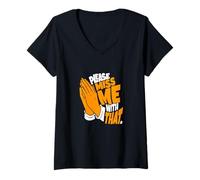 Donna Orange Not Me, Thanks Orange Graphic Maglietta con Collo a V